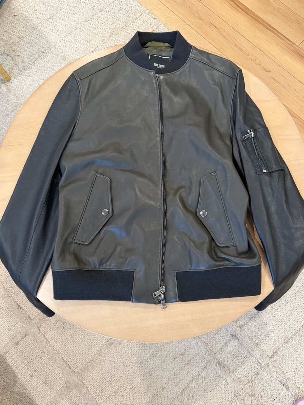 Todd Snyder Black Leather Bomber Jacket